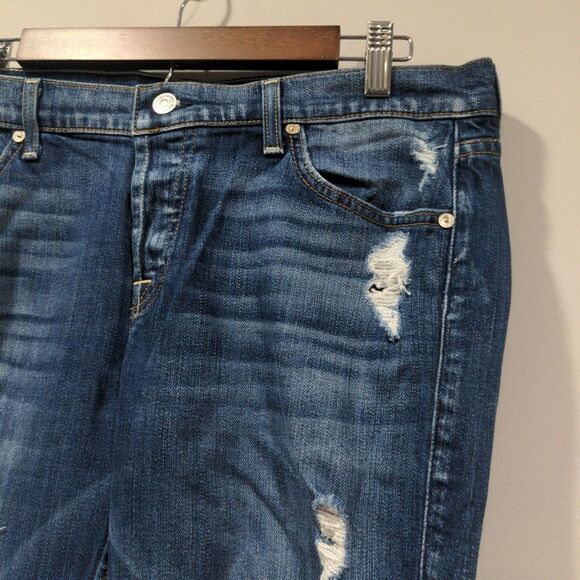 7FAMK Womens Josefina Skinny Boyfriend Distressed Jeans Size 30 Blue Button Fly - Picture 5 of 13